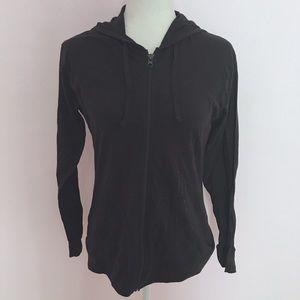 women’s black hanes basic fitted zip front hoodie